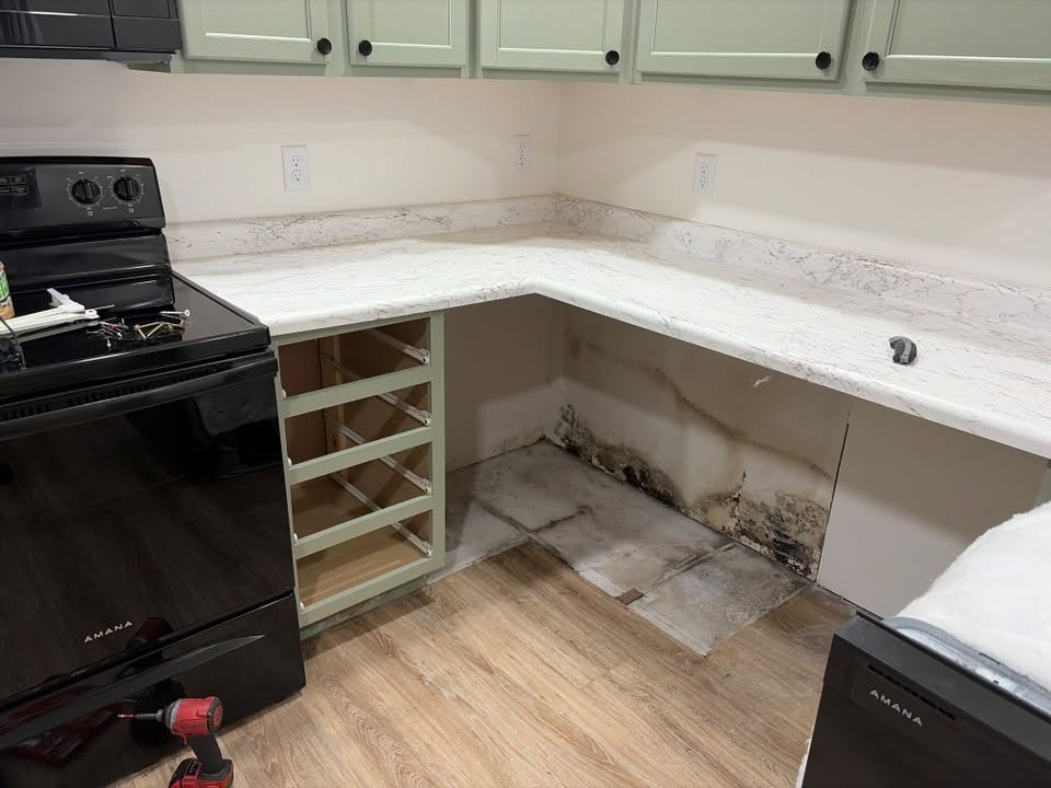 Kitchen cabinet restoration in progress