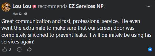 Facebook recommendation for EZ Services NP from Lou Lou